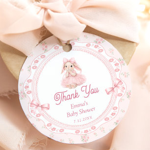 Little Bunny Pink Baby Shower Thank you Favor Tags