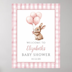 Little Bunny Pink Baby Shower Welcome Sign