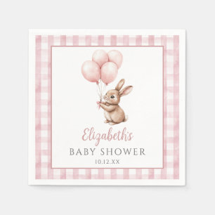 Little Bunny Pink Balloons Girl Baby Shower Napkins