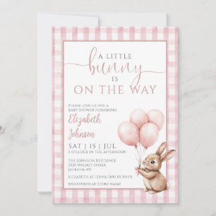 Little Bunny Pink Girl Baby Shower All In One Invitation