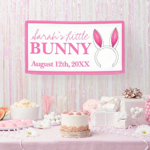Little Bunny Pink Rabbit Ears New Baby Shower Banner