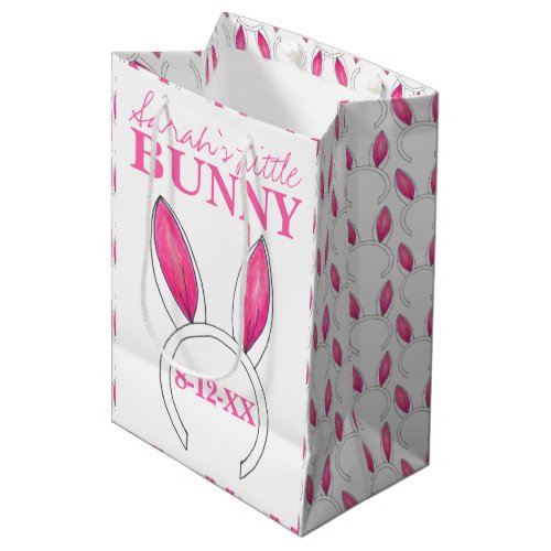 Little Bunny Pink Rabbit Ears New Baby Shower Medium Gift Bag