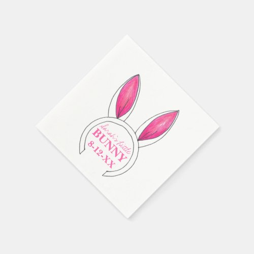 Little Bunny Pink Rabbit Ears New Baby Shower Napkins