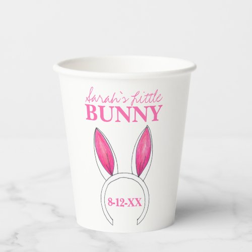 Little Bunny Pink Rabbit Ears New Baby Shower Paper Cups