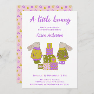 Little Bunny Presents Birthday Baby Shower Invitation