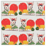 little bunny pushing cart with great big apple fabric