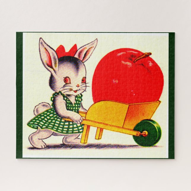 little bunny pushing cart with great big apple jigsaw puzzle (Horizontal)
