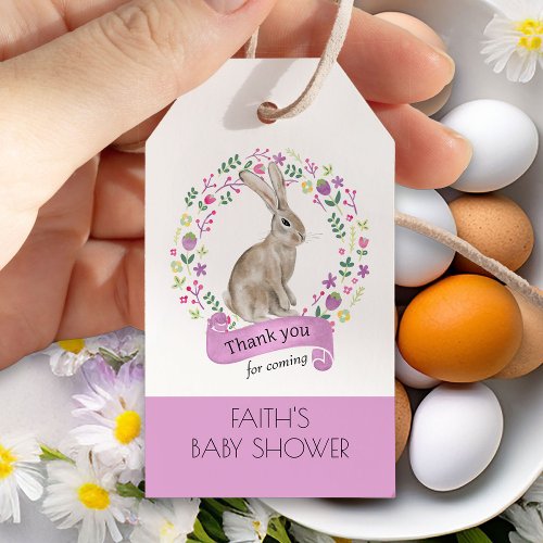 Little Bunny Rabbit in Cute Flowers Thank You Gift Tags