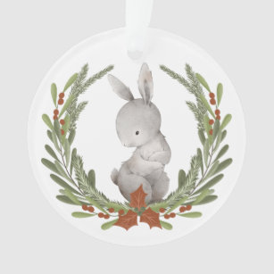 Little Bunny Rabbit Wreath Grandchild Ornament