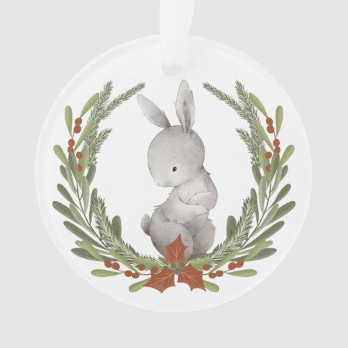 Little Bunny Rabbit Wreath Grandchild Ornament