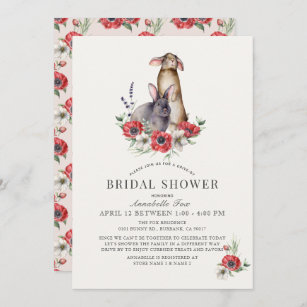 Little Bunny Red Anemone Drive-by Bridal Shower Invitation