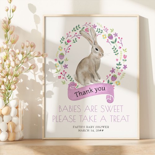 Little Bunny Spring Baby Shower Favor Table Poster