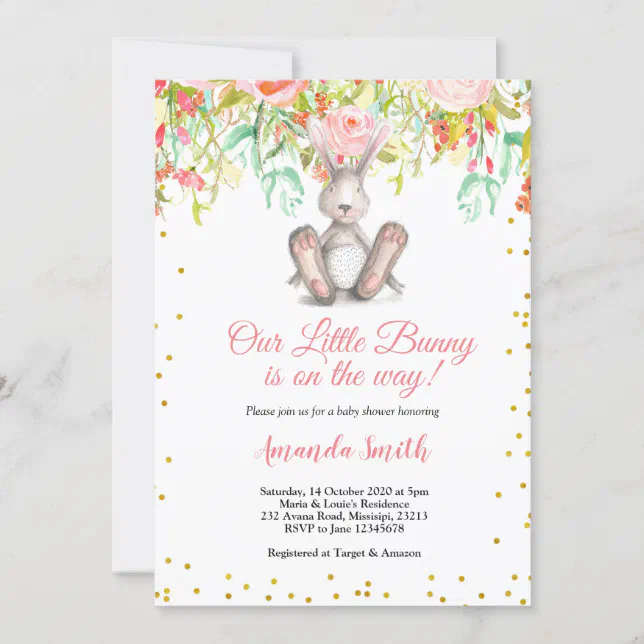 Little Bunny Spring Baby Shower Invitation 