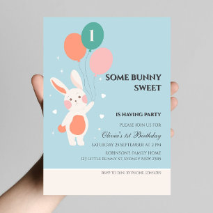 Little bunny sweet rabbit birthday invitation