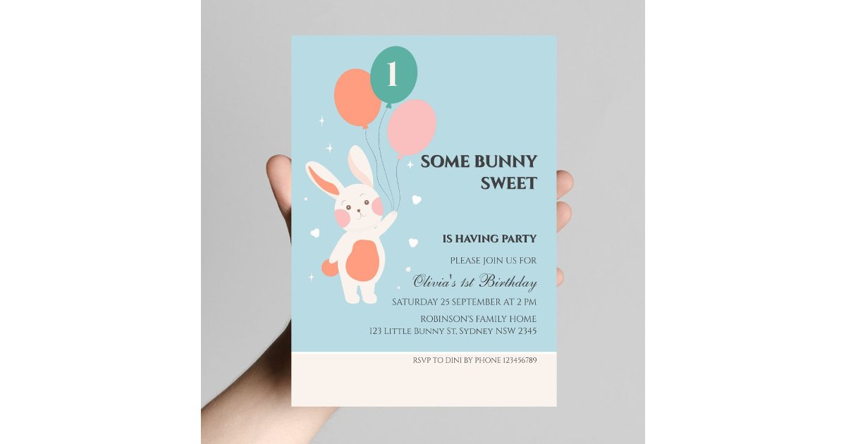 Little bunny sweet rabbit birthday invitation | Zazzle