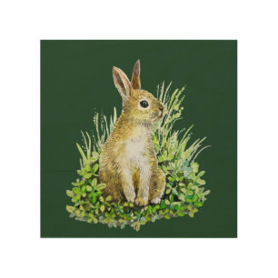 little bunny  watercolour wood wall art