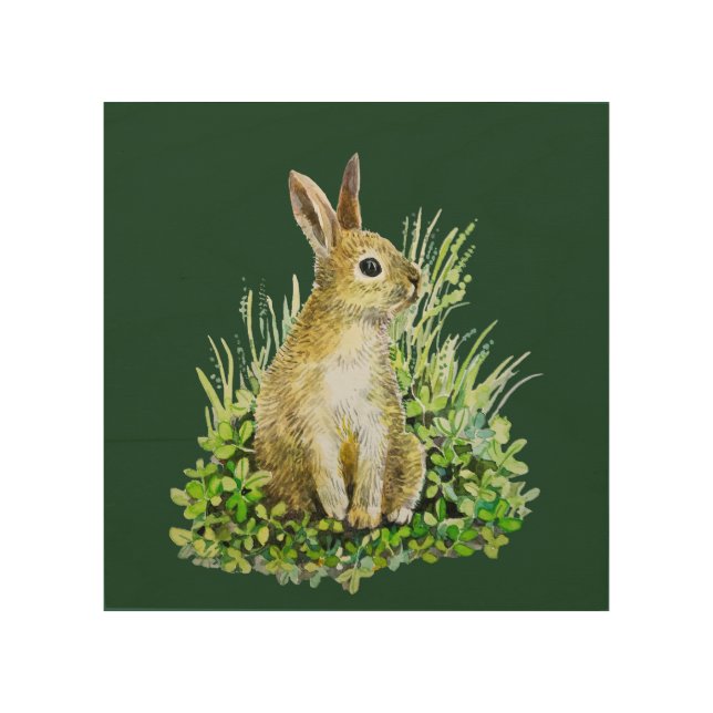 little bunny  watercolour wood wall art (Front)