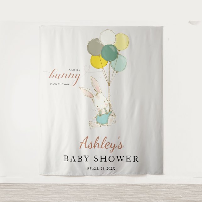Little Bunny Welcome Baby Shower  Tapestry (Front)