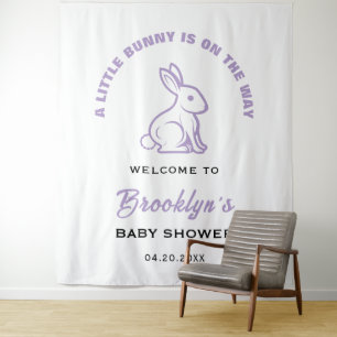 Little Bunny White Purple Fun Baby Shower Backdrop