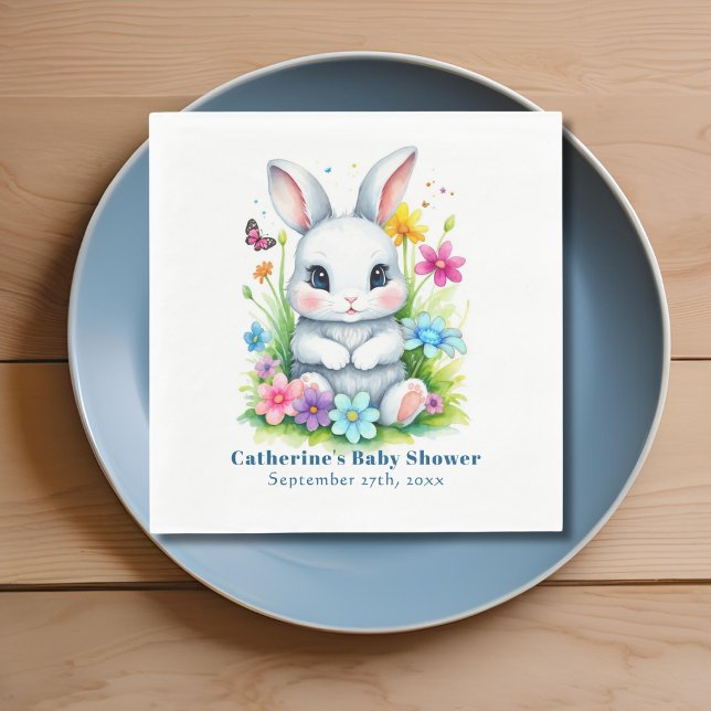 Little Bunny Wildflower Garden Easter Baby Shower Napkins (Creator Uploaded)