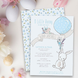 Little Bunny with Balloon Cute Boy Baby Sprinkle Invitation