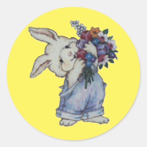 Little Bunny With Flowers Sticker