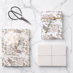 Little Busy Brown Mice Baby Wrapping Paper Sheets