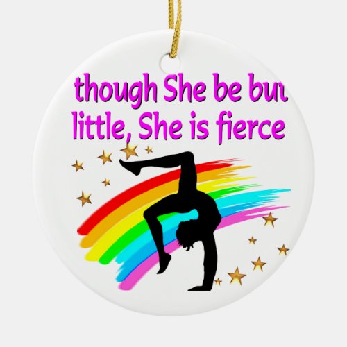 LITTLE BUT FIERCE GYMNAST CERAMIC ORNAMENT