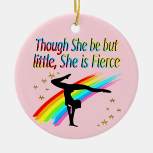LITTLE BUT FIERCE GYMNAST GIRL DESIGN CERAMIC ORNAMENT