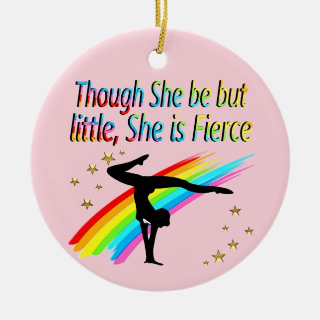 LITTLE BUT FIERCE GYMNAST GIRL DESIGN CERAMIC ORNAMENT (Front)