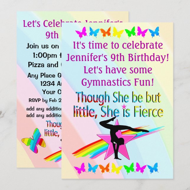 LITTLE BUT FIERCE GYMNASTICS INVITATION (Front/Back)