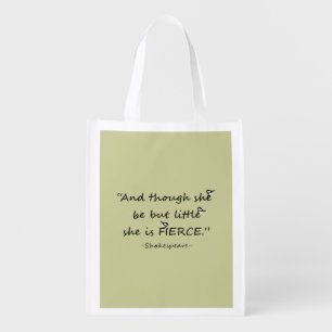 Little but Fierce Shakespeare Quote with Birds Grocery Bag