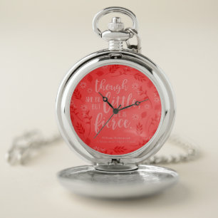Little But Fierce William Shakespeare Red Floral Pocket Watch