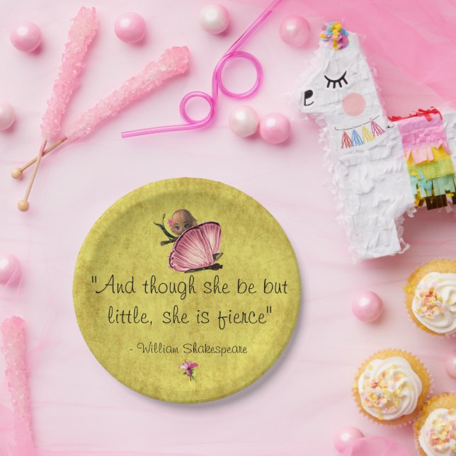Little But First Quote Fairy Butterfly Paper Plate (Party)