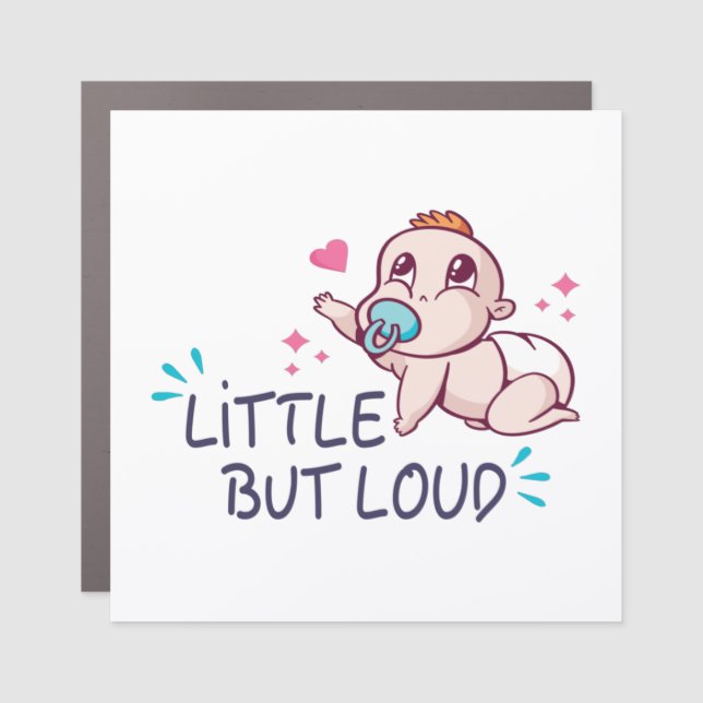 Little but loud baby bodysuit car magnet (Front)