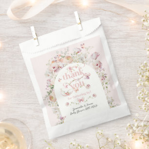 Little Buterfly Blush Pink Floral Girl Baby Shower Favor Bag