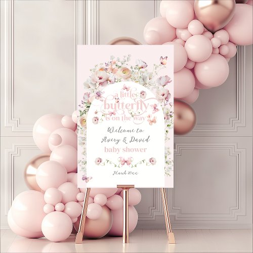 Little Buterfly Blush Pink Floral Girl Baby Shower Foam Board