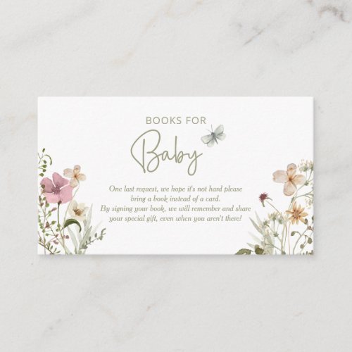 Little Buttefly Book Request Girl Baby Shower Enclosure Card