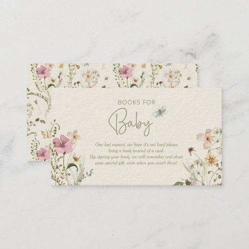 Little Buttefly Book Request Girl Baby Shower Enclosure Card