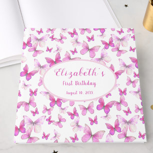 Little Butterfly 1st Birthday Pink Girl Keepsake Guest Book