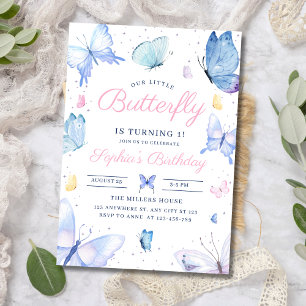 Little Butterfly 1st Birthday Purple Butterfly Invitation