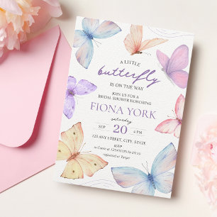 Little Butterfly Aesthetic Pastel Girl Baby Shower Invitation