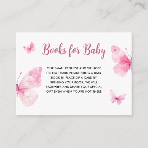 Little Butterfly Baby Shower Books for Baby Enclosure Card