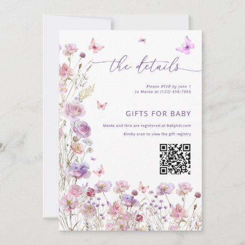 Little Butterfly Baby Shower Details Card 