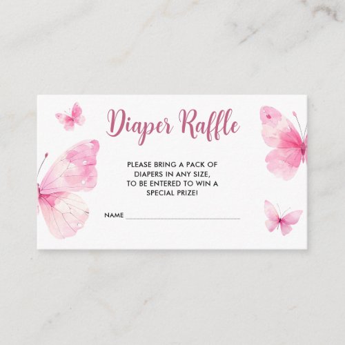 Little Butterfly Baby Shower Diaper Raffle Enclosure Card