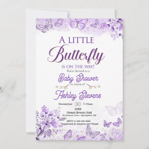Little butterfly baby shower invitation