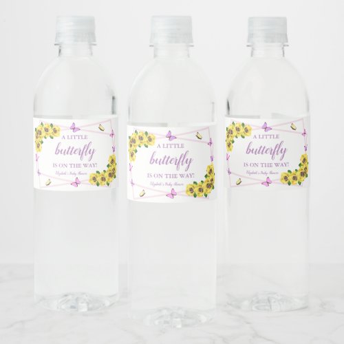 Little Butterfly Baby Shower Water Bottle Label