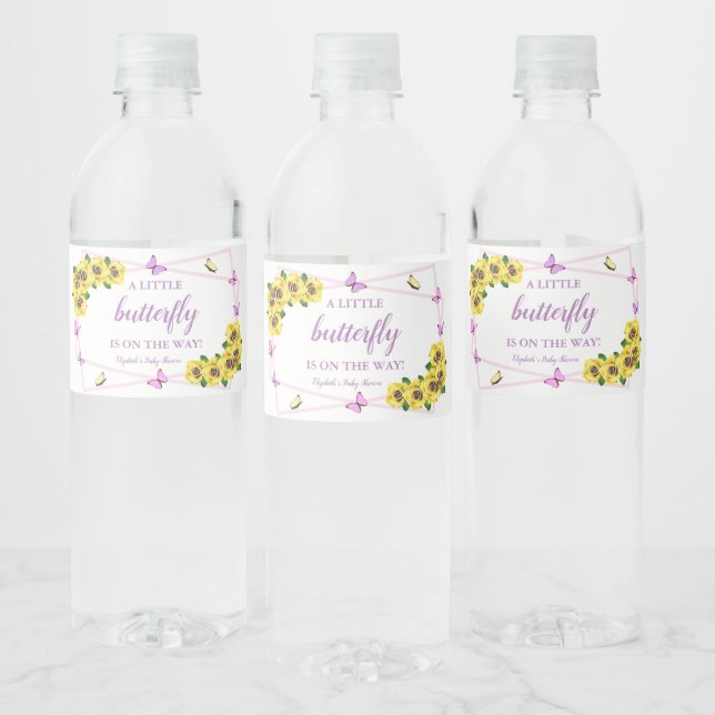 Little Butterfly Baby Shower Water Bottle Label (Bottles)