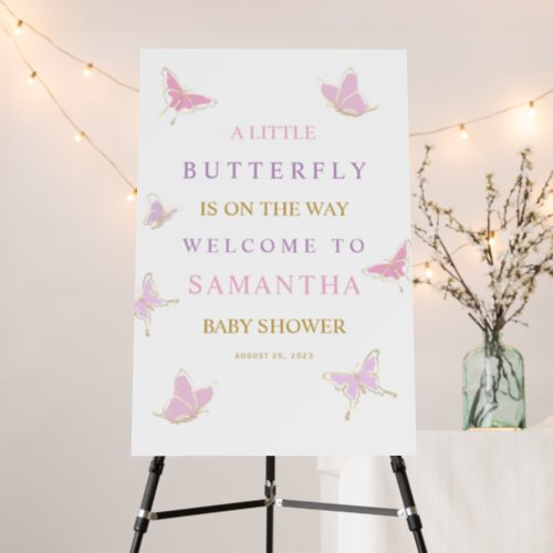 Little Butterfly Baby Shower Welcome Sign