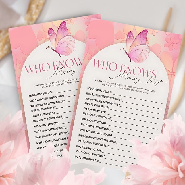 Little Butterfly Baby Shower Who knows Mommy Best  (Creator Uploaded)